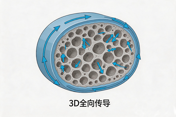 全方位导电海绵X-Y-Z三向导通机制-普通导电泡棉表面导通对比