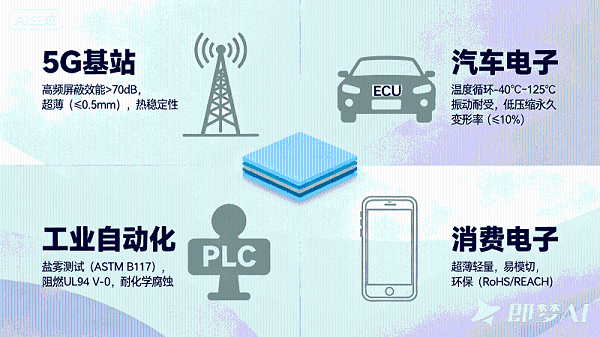 jimeng-2025-10-17-1067-专业的四象限应用领域技术图表，将画面分为四个象限：左上角象限标注“5G基站”，背...