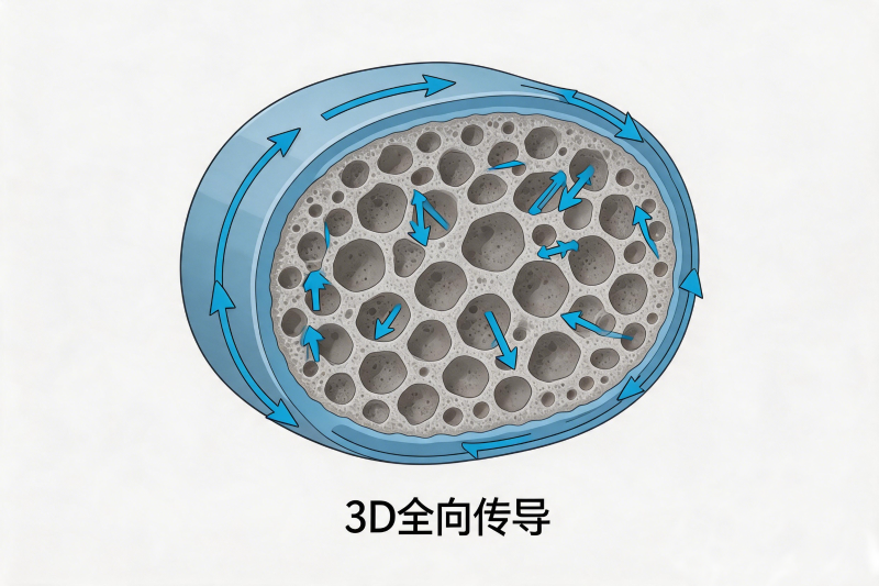 全方位导电海绵X-Y-Z三向导通机制-普通导电泡棉表面导通对比