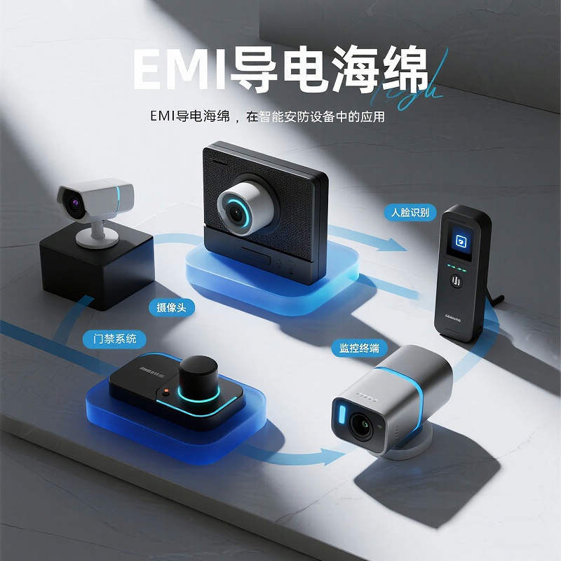 EMI导电海绵智能安防设备应用场景图，康丽达EMI导电海绵摄像头应用，智能门禁EMI屏蔽材料图